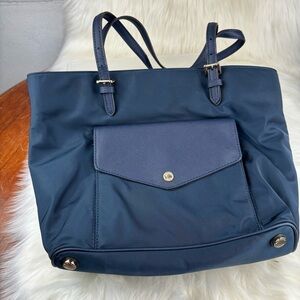 MICHAEL Michael Kors JET SET TRAVEL TOTE BAG NYLON CANVAS LEATHER TRIM HANDLES